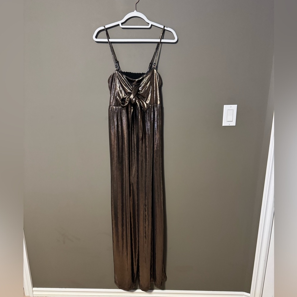 Smash & Tess Gold Metallic Wide Leg Jumpsuit Size M NWT
